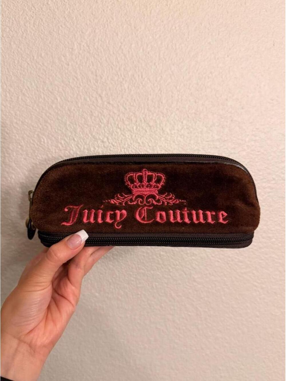 Vintage Juicy Couture Brown Velour Pencil/Makeup Case